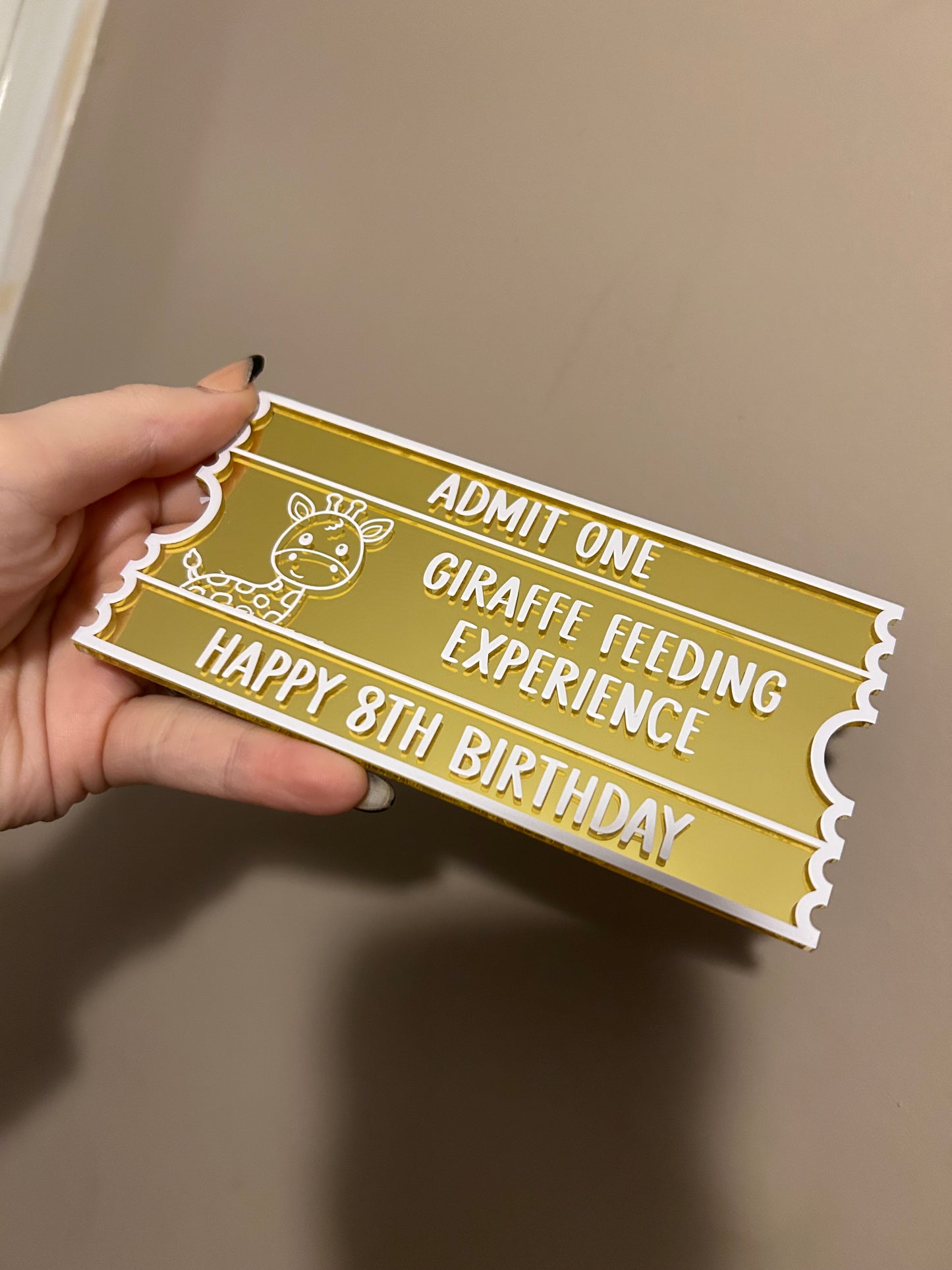 Personalised Acrylic Ticket - Christmas, Wedding, Birthday | Custom Show Event