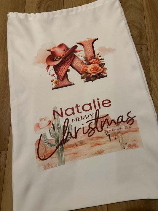 Initial Cowboy Christmas sack