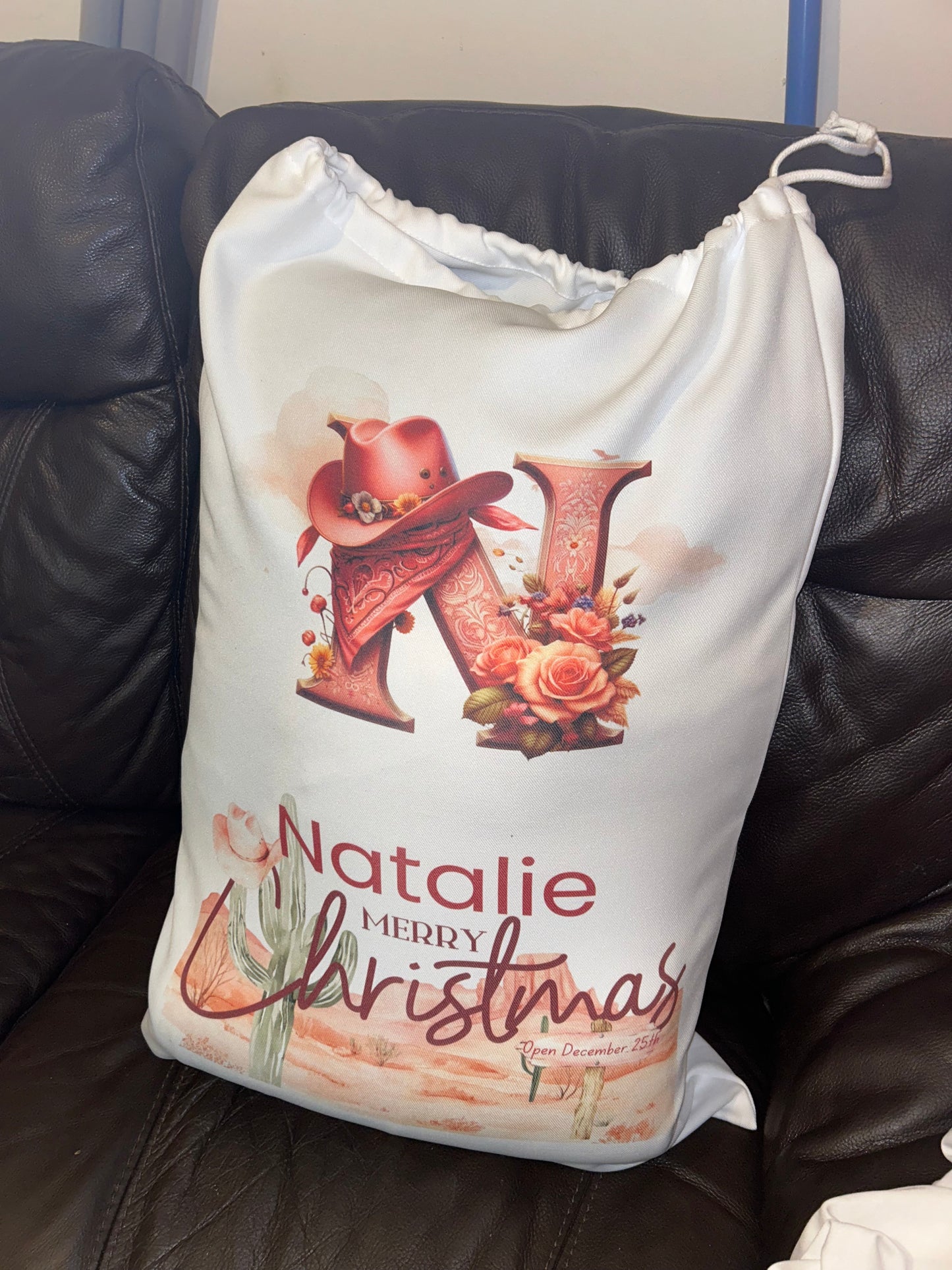 Initial Cowboy Christmas sack