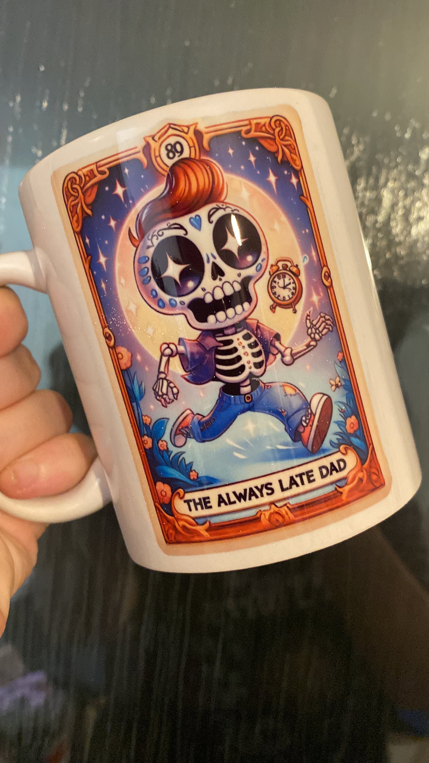 The always late dad tarot mug